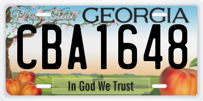 GA license plate CBA1648