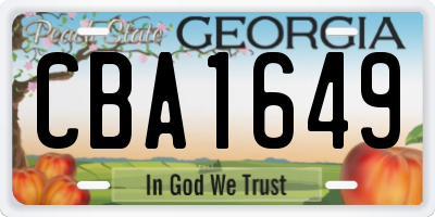 GA license plate CBA1649