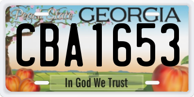 GA license plate CBA1653