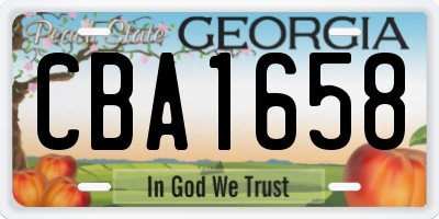GA license plate CBA1658