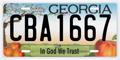 GA license plate CBA1667