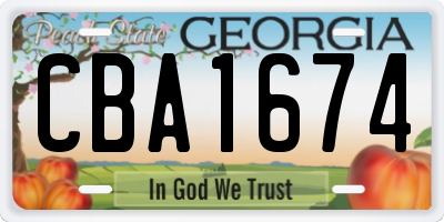 GA license plate CBA1674