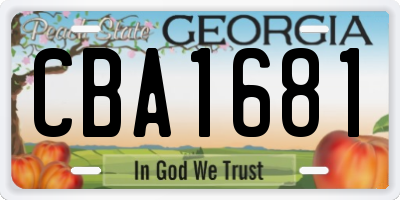 GA license plate CBA1681