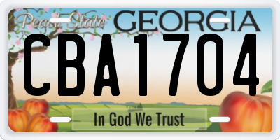 GA license plate CBA1704
