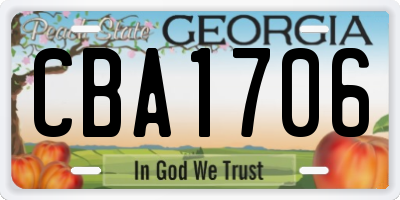 GA license plate CBA1706