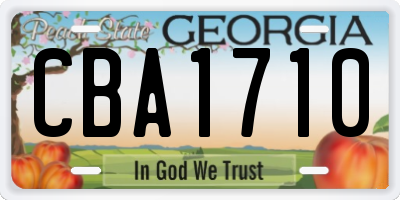 GA license plate CBA1710