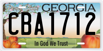 GA license plate CBA1712