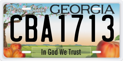 GA license plate CBA1713
