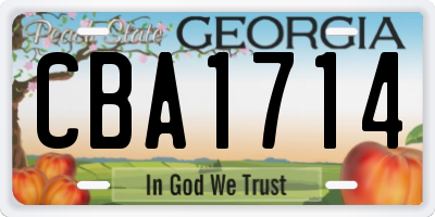 GA license plate CBA1714