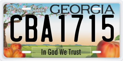 GA license plate CBA1715