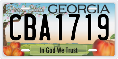 GA license plate CBA1719