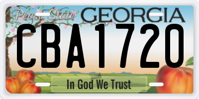 GA license plate CBA1720
