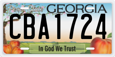 GA license plate CBA1724