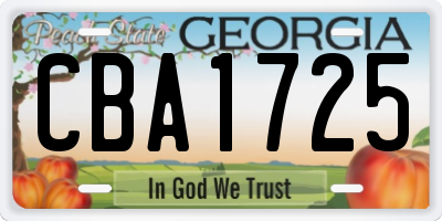 GA license plate CBA1725