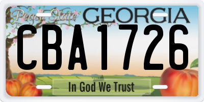 GA license plate CBA1726