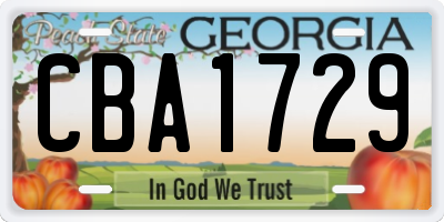 GA license plate CBA1729