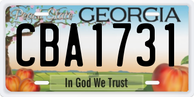 GA license plate CBA1731