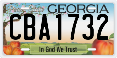 GA license plate CBA1732