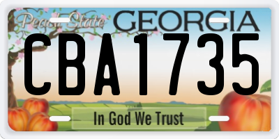 GA license plate CBA1735