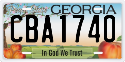 GA license plate CBA1740