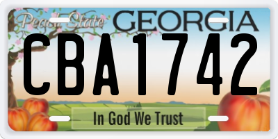 GA license plate CBA1742