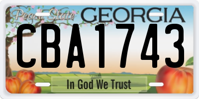 GA license plate CBA1743