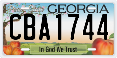 GA license plate CBA1744