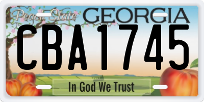 GA license plate CBA1745