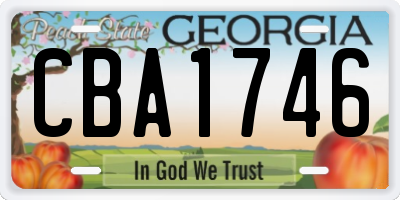 GA license plate CBA1746