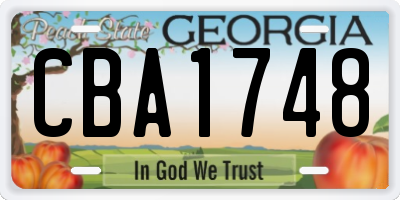 GA license plate CBA1748