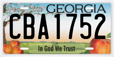 GA license plate CBA1752