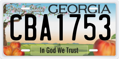 GA license plate CBA1753