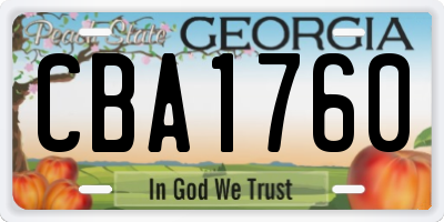 GA license plate CBA1760