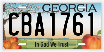 GA license plate CBA1761
