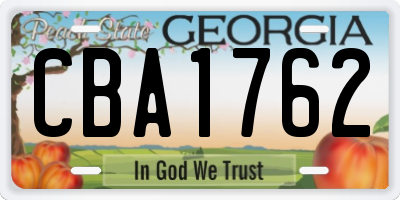 GA license plate CBA1762