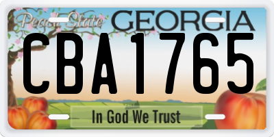 GA license plate CBA1765