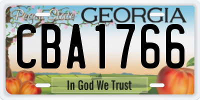 GA license plate CBA1766