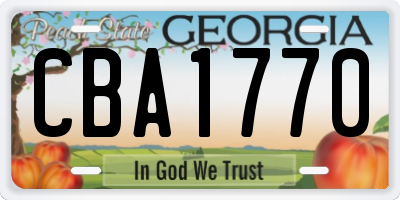 GA license plate CBA1770