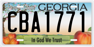 GA license plate CBA1771