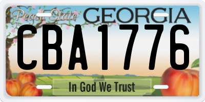 GA license plate CBA1776