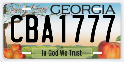 GA license plate CBA1777