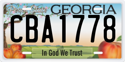 GA license plate CBA1778