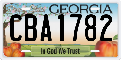 GA license plate CBA1782