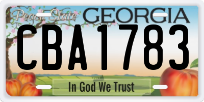 GA license plate CBA1783