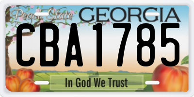 GA license plate CBA1785