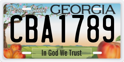 GA license plate CBA1789