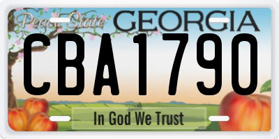 GA license plate CBA1790