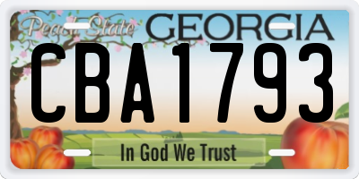GA license plate CBA1793