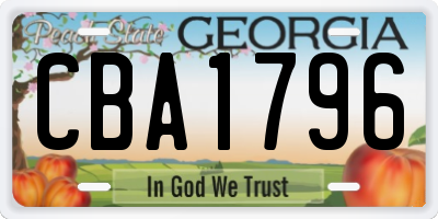 GA license plate CBA1796