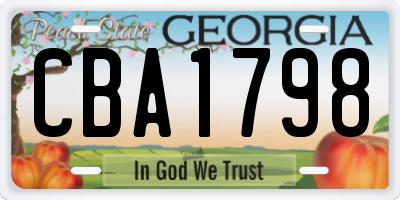 GA license plate CBA1798
